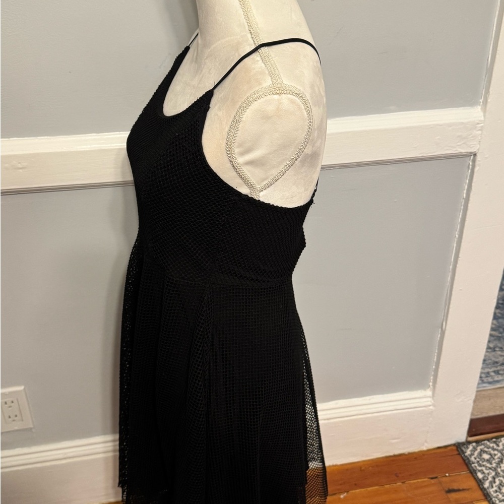 Finn & Clover NEW Asymmetrical Black Fishnet Midi Y2K Dress Size Large - Picture 5 of 7